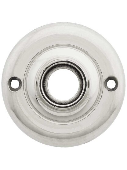Forged-Brass Ringed Rosette - 2 1/4 inch Diameter in Polished Nickel.